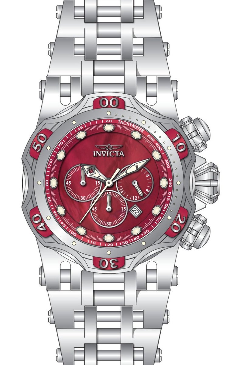 Invicta Fusion 49167 Heren Horloge - Waterdicht - Analoog - Quartz Uurwerk - Roestvrij Staal met rode Wijzerplaat - 54mm
