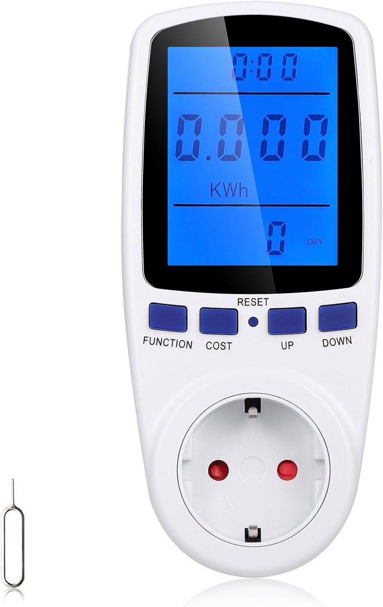 Energieverbruik Meter met LCD Display - Stroomkosten & Vermogen Meten - Overbelastingsbeveiliging