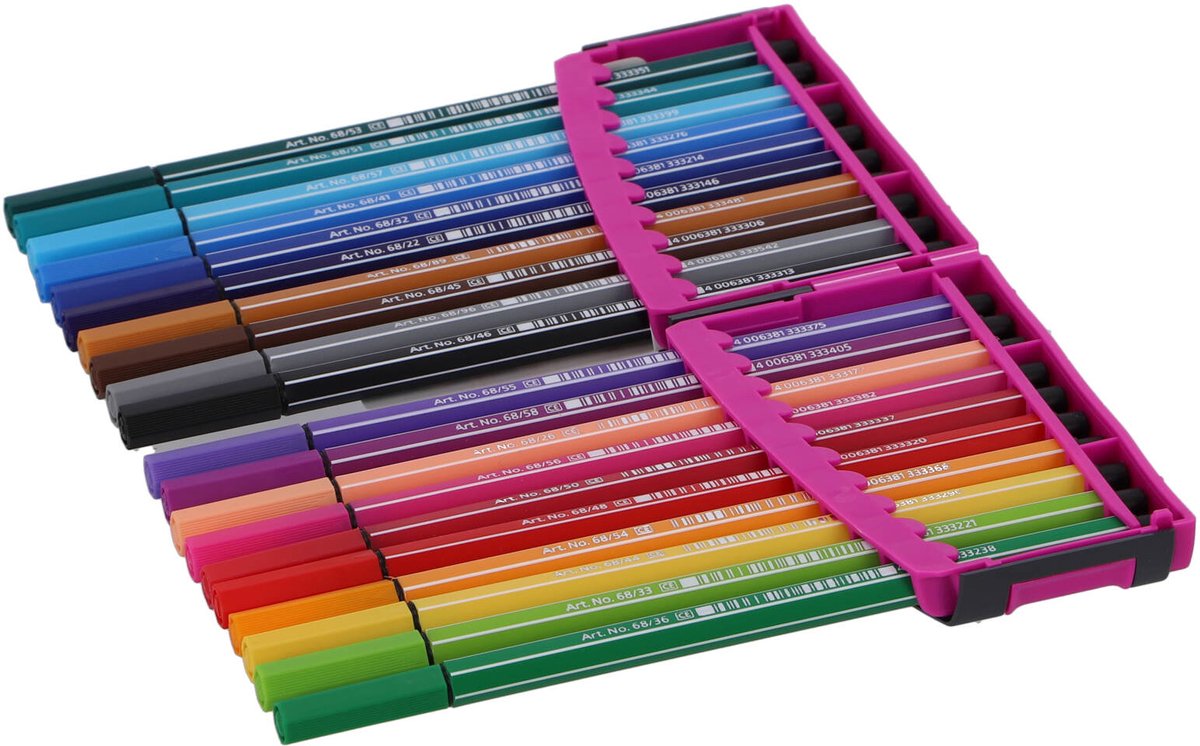 STABILO - Premium viltstift met flexibele penseelpunt - Pen 68 Brush - Colorparade - Etui met 24 kleuren STABILO - Premium viltstift met flexibele penseelpunt - Pen 68 Brush - Colorparade - Etui met 24 kleuren