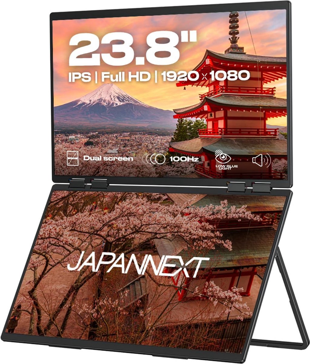 Dubbel Draagbaar Monitor Set 23,8 inch - Full HD IPS 100Hz - USB-C Power Delivery & HDMI