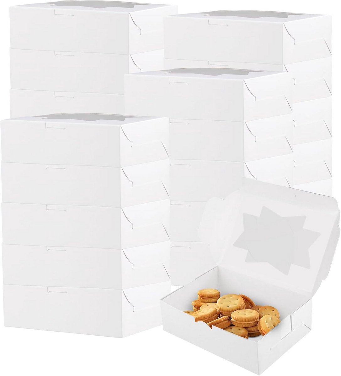 50 Stuks Witte Cupcake Doosjes met Venster voor Muffins en Gebak