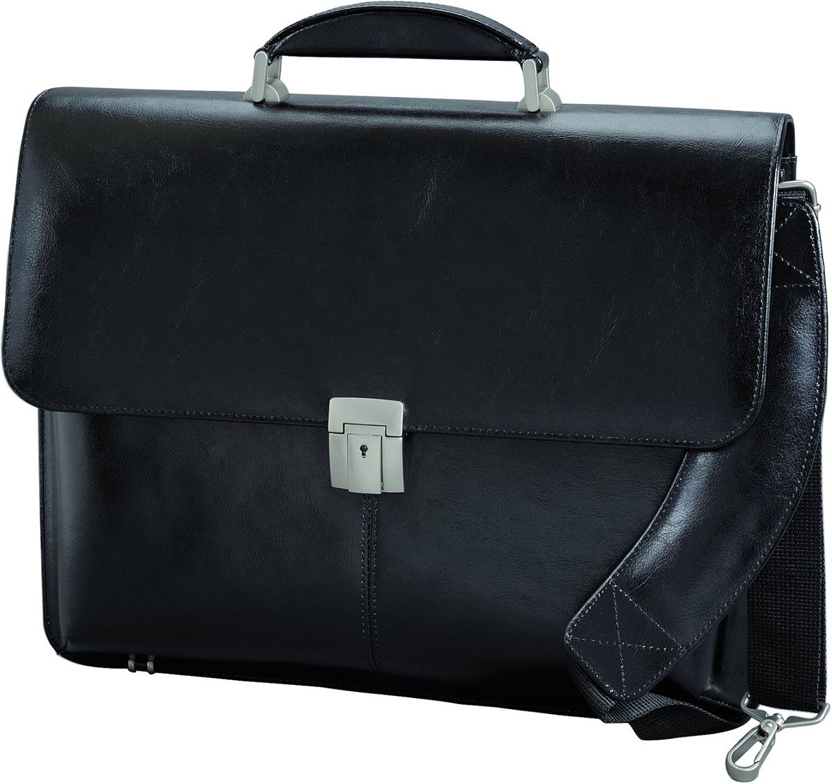 Hoogwaardige Leren Aktetas 40 cm met Beschermend Laptopvak en Schouderriem