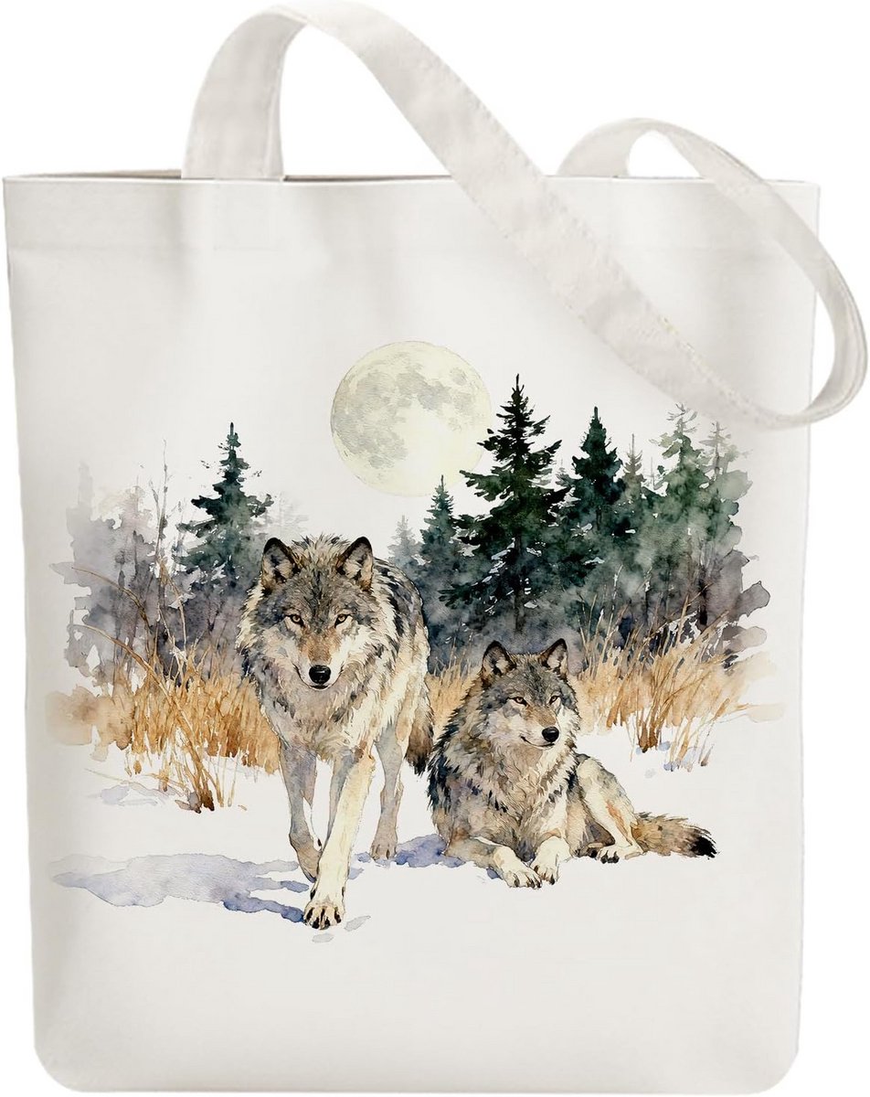 Canvas Tote Bag Dames Wit - Herbruikbare Boodschappentas 38x40 cm