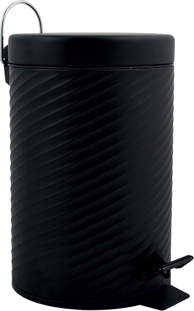 Ronde Pedalenemmer van RVS met Deksel en Binnenemmer, 3 Liter Zwart