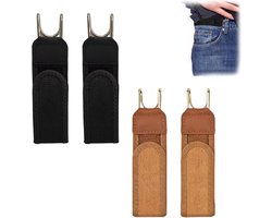 4 Stuks - Gesploze Riem - Elastische Comfort Riem - 1,5 inch breed - Bruin, Zwart - Rekbare Broekriem - Onzichtbare Stretch Tailleband - Voor Jeans, Casual, Werkkleding - Verstelbare Gesploze Riemhaak - Voor Heren Dames - Broekriem Zonder Gesp