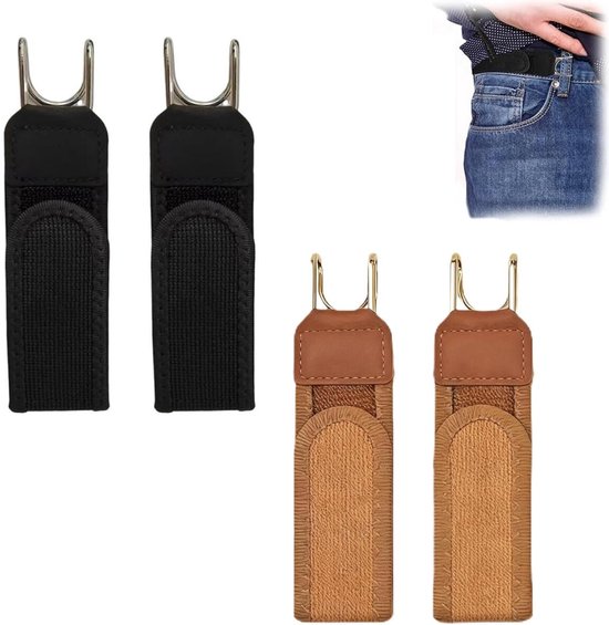 4 Stuks - Gesploze Riem - Elastische Comfort Riem - 1,5 inch breed - Bruin, Zwart - Rekbare Broekriem - Onzichtbare Stretch Tailleband - Voor Jeans, Casual, Werkkleding - Verstelbare Gesploze Riemhaak - Voor Heren Dames - Broekriem Zonder Gesp