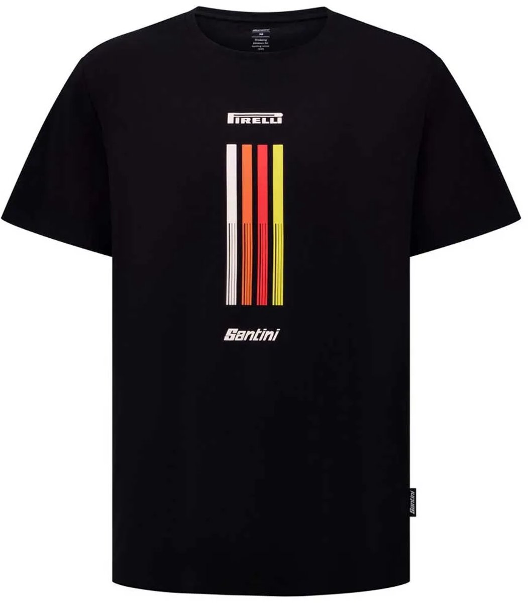 Santini Pirelli Tape T-shirt Met Korte Mouwen Zwart