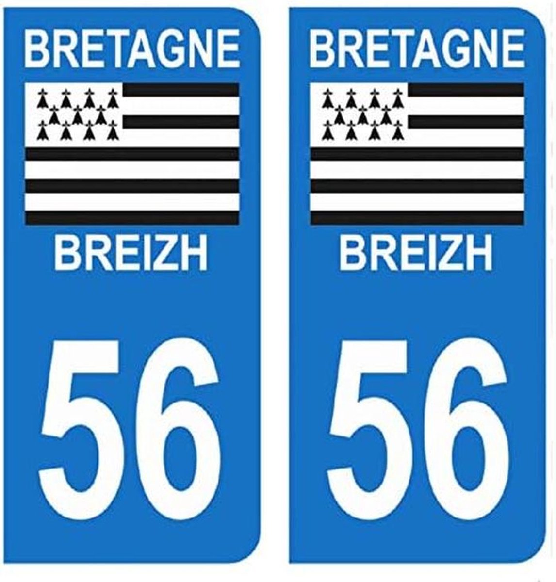 Winkelstickers Departement 56 Morbihan Logo Bretagne Breizh Symbool voor Nummerplaten