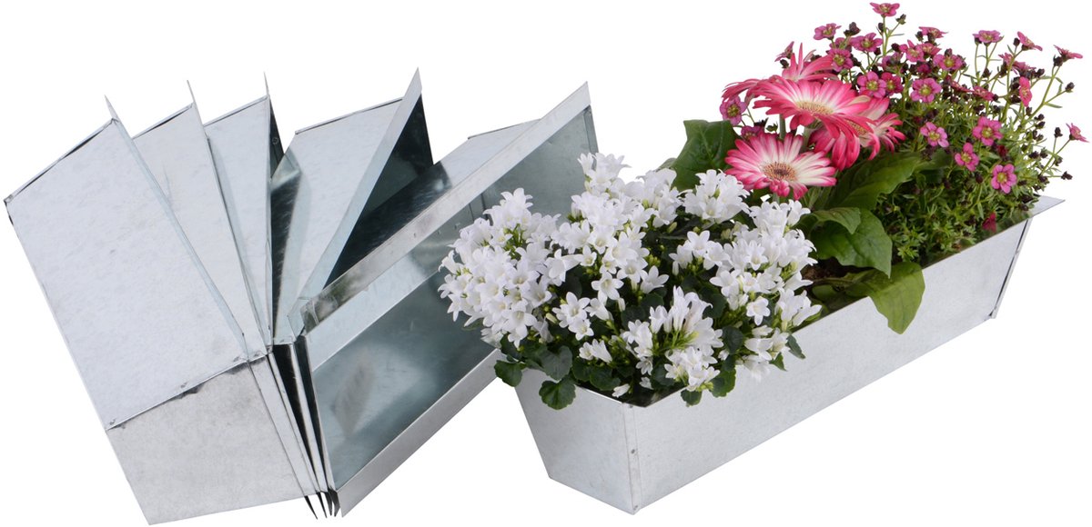 UNUS® Bloembak zink voor europallet en balkonbak 38x12x9 cm set van 6