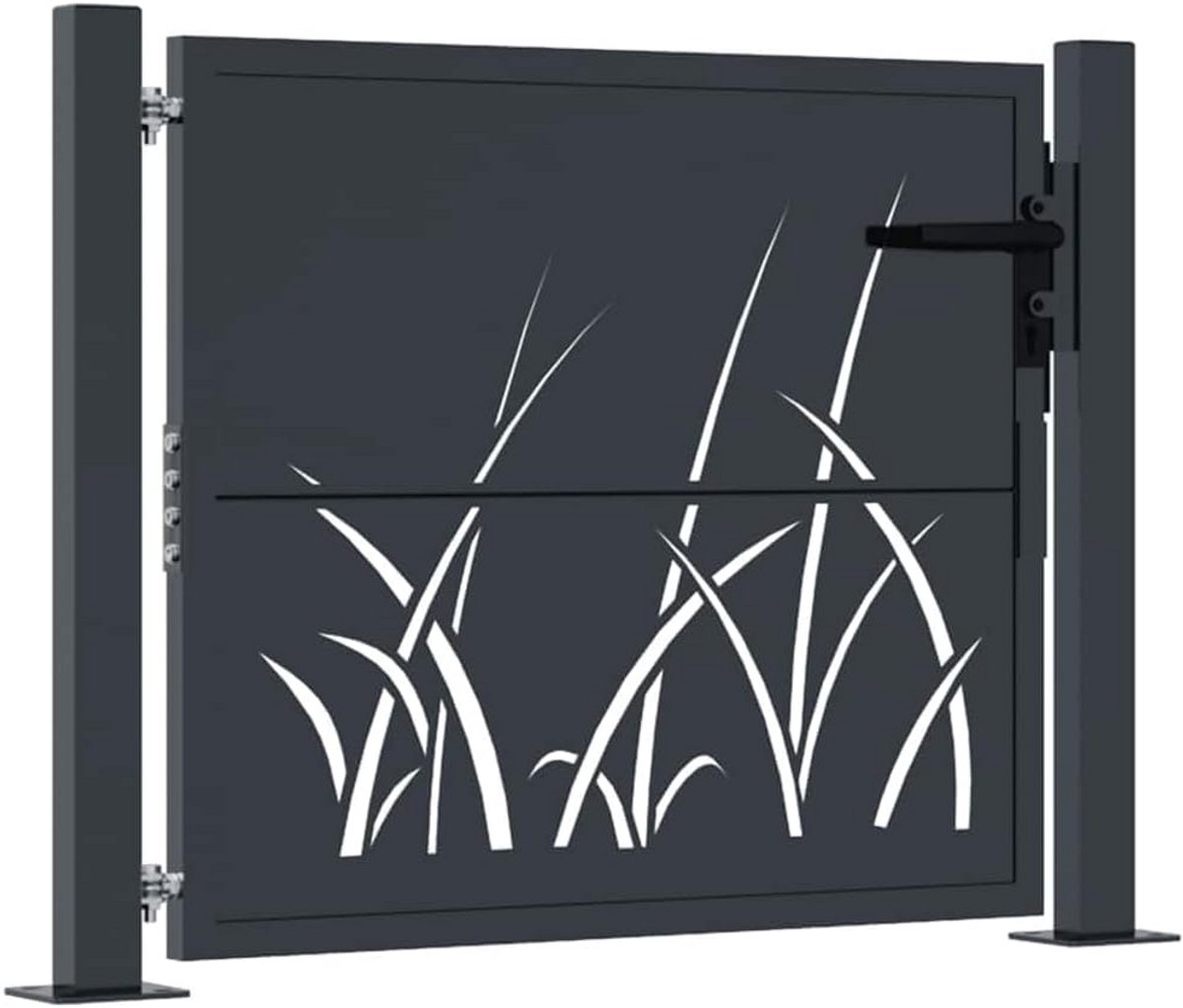 Tuinpoort met Graslook - 100x75 cm - Stalen Sierpoort Antraciet