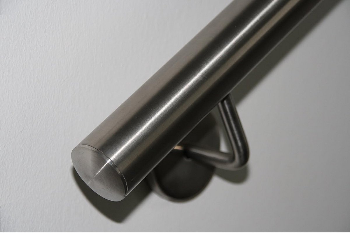 RVS Trapleuning Wandmontage Gebogen Eindkap 500 mm - Hoogwaardig Geslepen