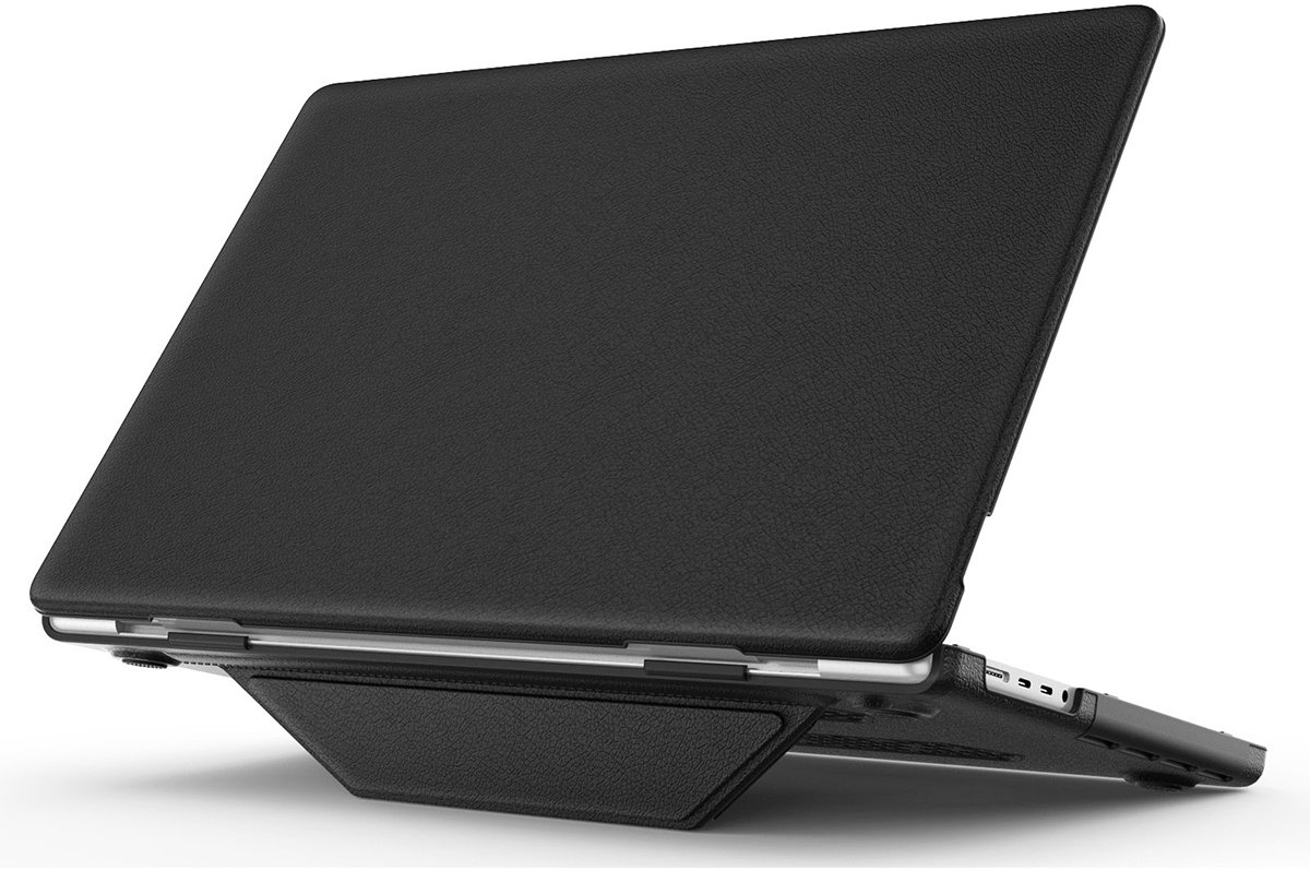 CaseBoutique macbook case geschikt voor MacBook Pro 14'' (M1-M5) - Zwart - Vegan Kunstleer