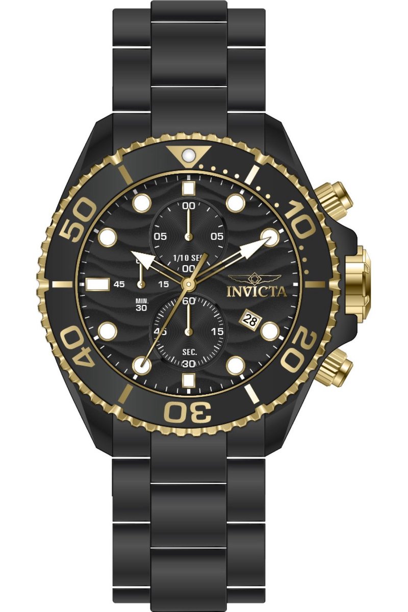 Invicta Pro Diver 50222 Heren Horloge - Waterdicht - Analoog - Quartz Uurwerk - Roestvrij Staal met zwarte Wijzerplaat - 53mm