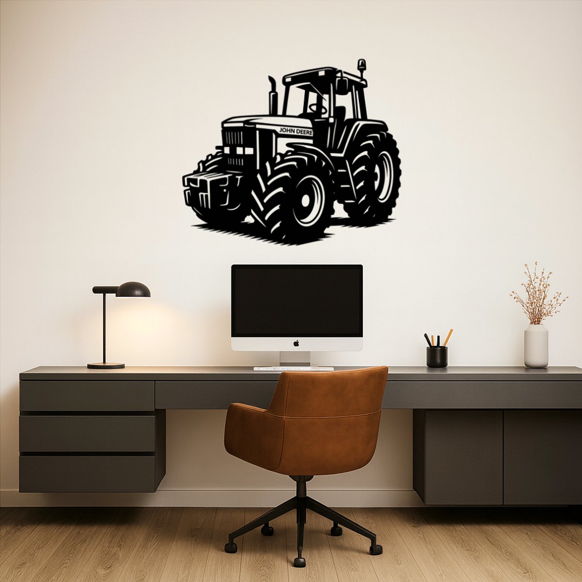 BR2Laser John Deere 7700 – Wanddecoratie – Lasergesneden Hout – Tractor kunst – 75 cm Breed