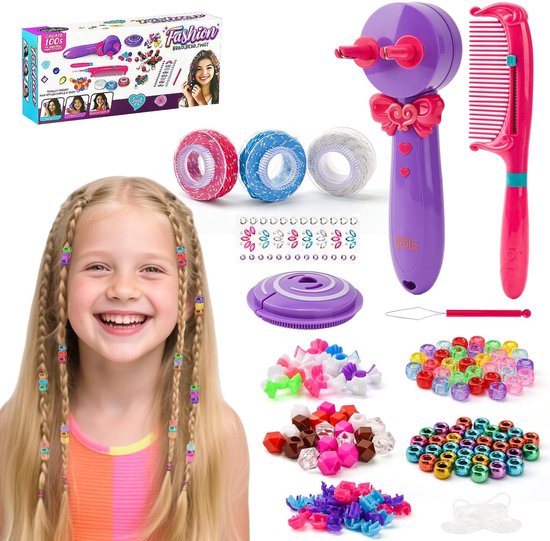 3-in-1 automatische haarvlechtmachine - Automatische haarvlechter met doe-het-zelf-accessoires - Creatieve haarversieringen voor kinderen - Haaraccessoires - Speelgoedcadeau voor meisjes - Meisjes van 3-12 jaar