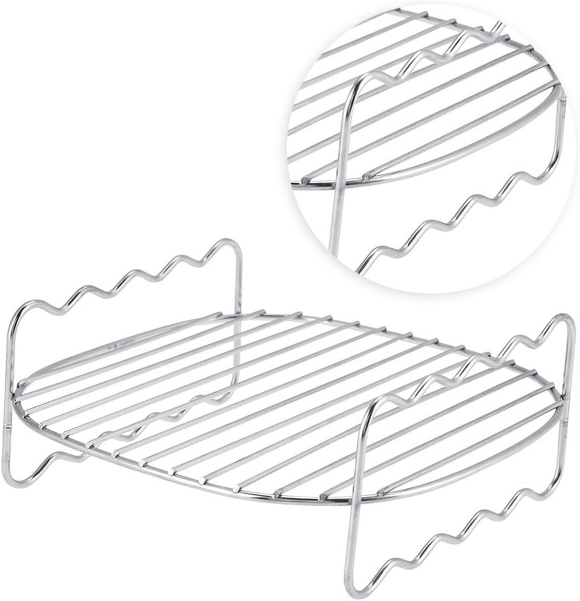 Dubbellaags Rvs Bakrek voor Airfryer met Spiesjes