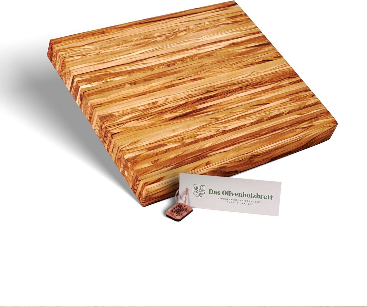 Massieve Houten Hakplank van Olijfhout - Snijplank Keukenplank 40x30x3.5 cm
