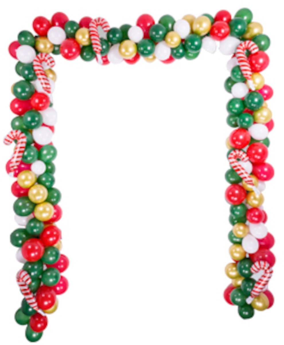 ARTYFETES - Traditionele kerstboog voor voordeur 238 rood-gouden ballonnen
