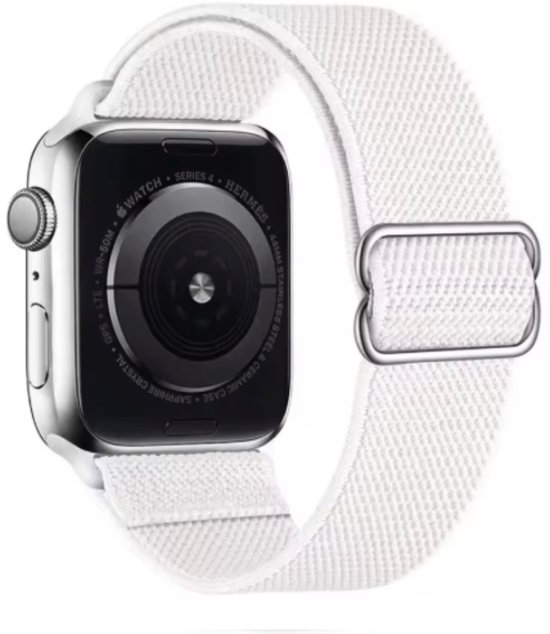 Wit nylon Apple Watch bandje, serie 4 Hermès.