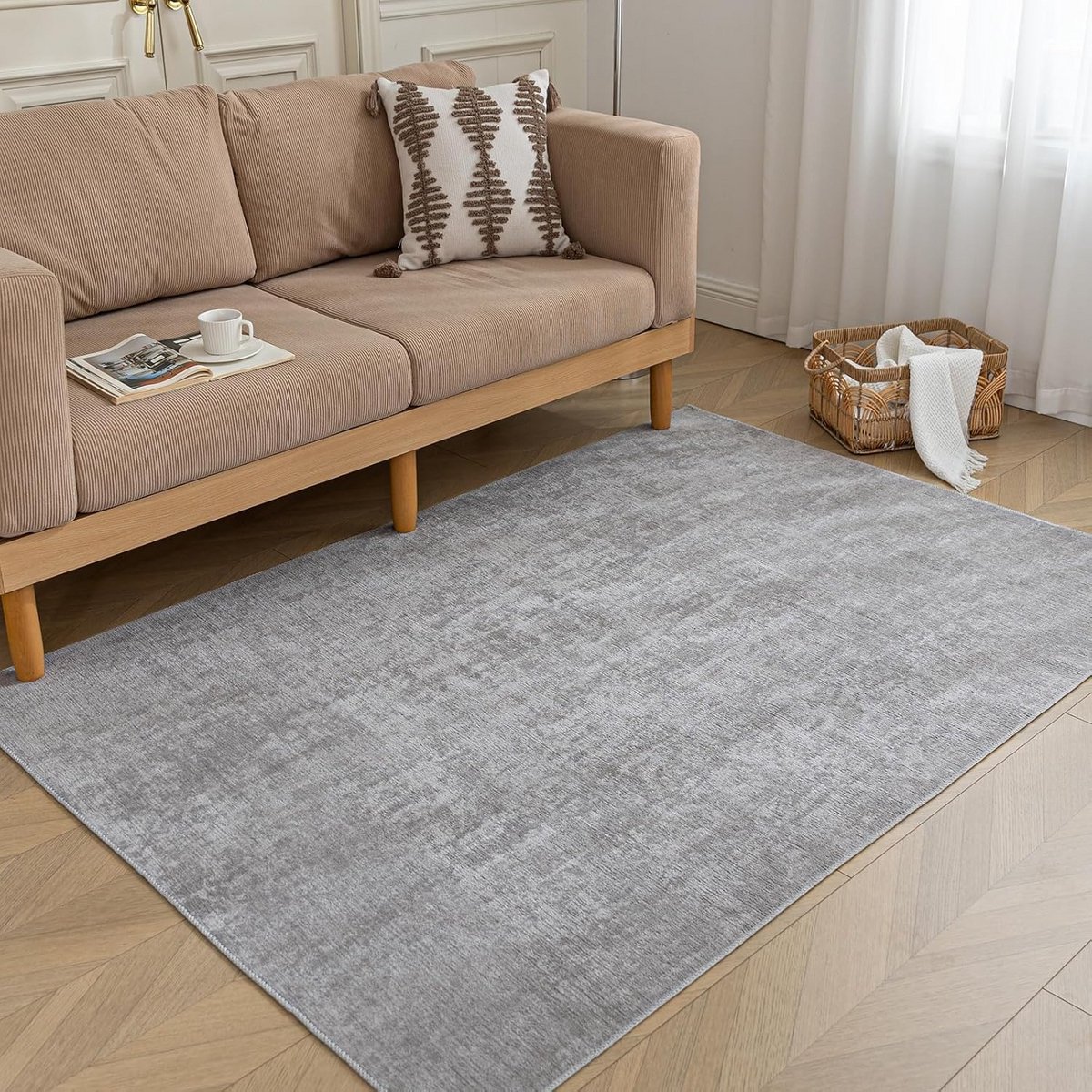 Wasbaar Kortpolig Vloerkleed 80x150 cm Grijs - Antislip voor Woonkamer, Slaapkamer en Kind