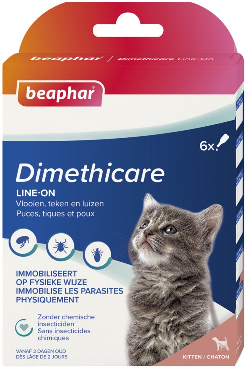 Beaphar DIMETHIcare Line-On Kitten - 6 x 6 stuks - Voordeelverpakking
