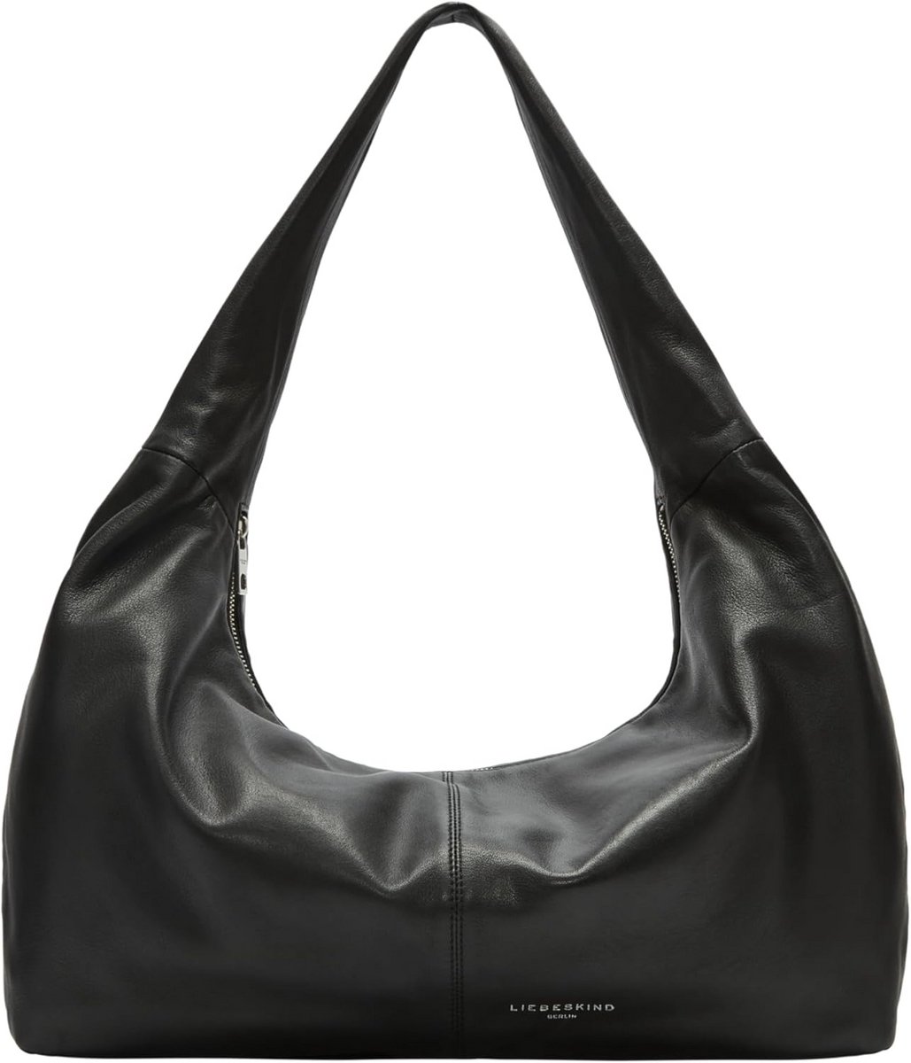 Luxe Leren Hobo Tas Dames Zwart Schapenleer