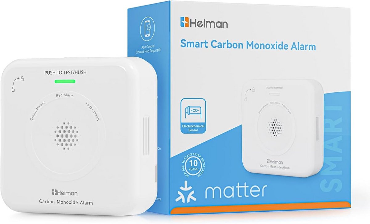 Slimme koolmonoxidemelder met Matter-ondersteuning en 10 Jaar Sensor