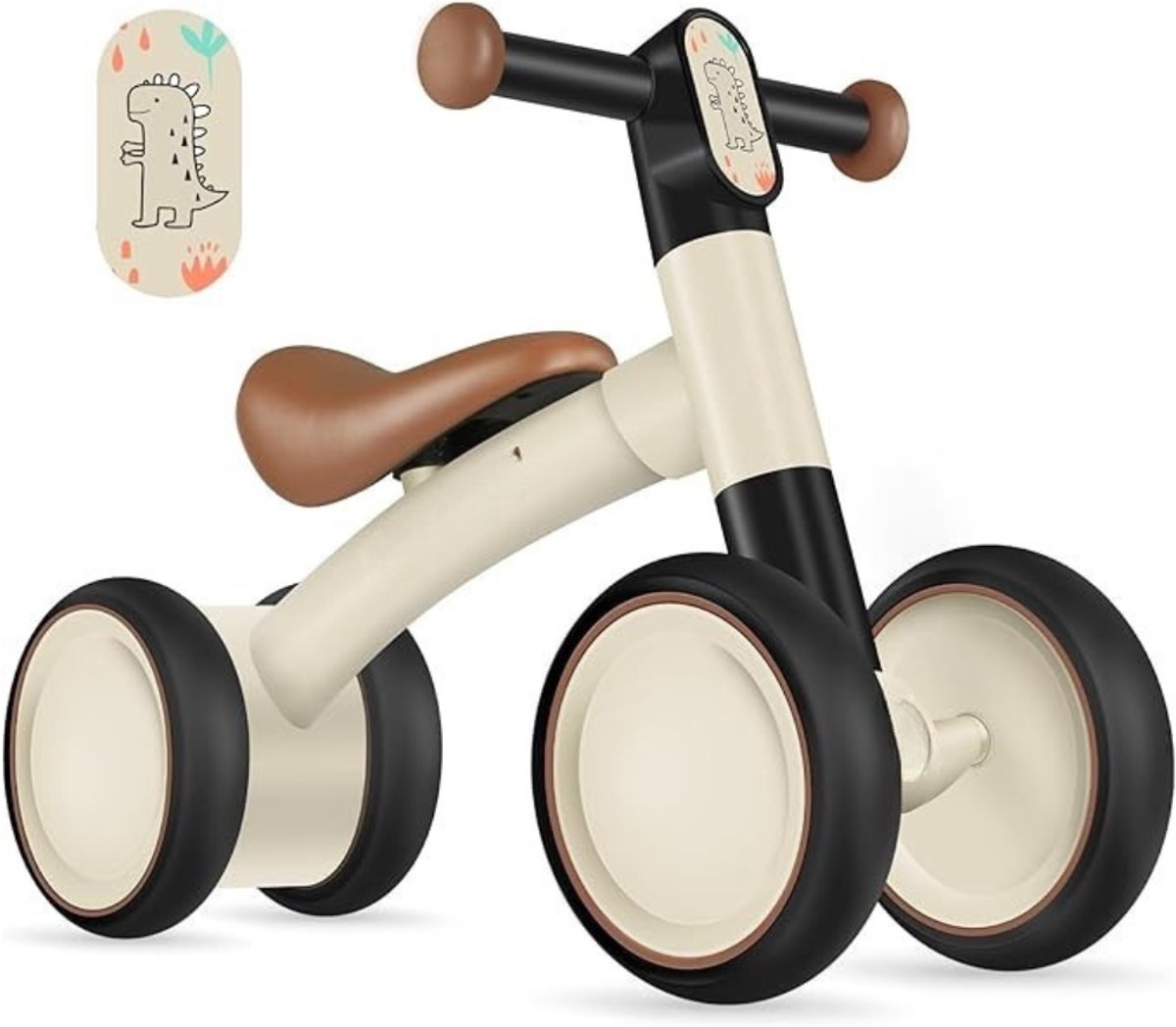 Verte Loopfiets 1 Jaar - Loopfiets voor Kinderen Vanaf 1 Jaar - Loopfiets voor Baby's - 10-24 Maanden - Loopfiets Zonder Pedalen met 4 Wielen - Voor Jongens en Meisjes - Eerste Fiets - Cadeau voor 1-Jarige Peuter - Bruin