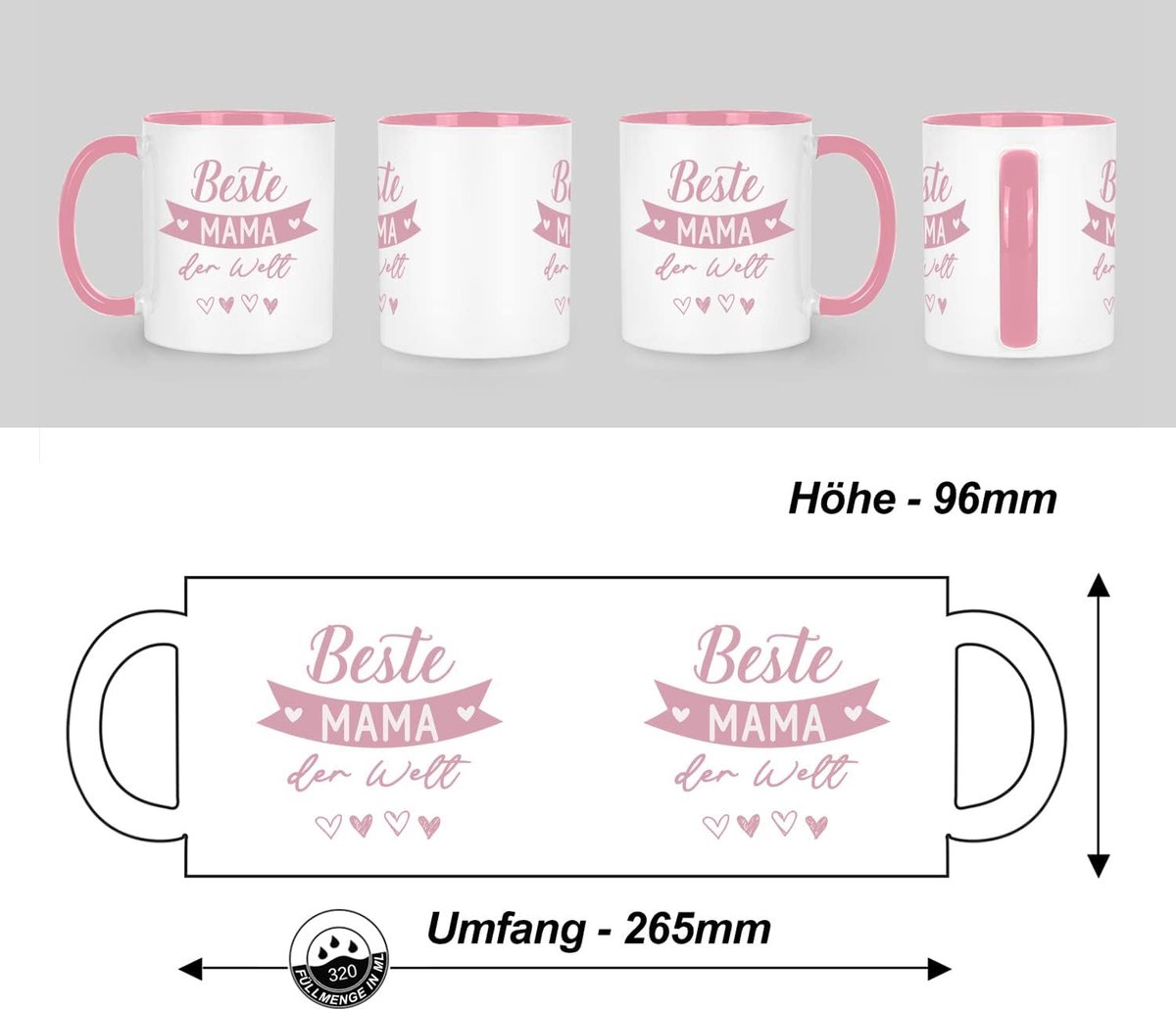 Roze mok 320 ml Beste Mama ter wereld - cadeau voor Moederdag, verjaardag en kerst — cadeau in Koken & Dineren - foto 6