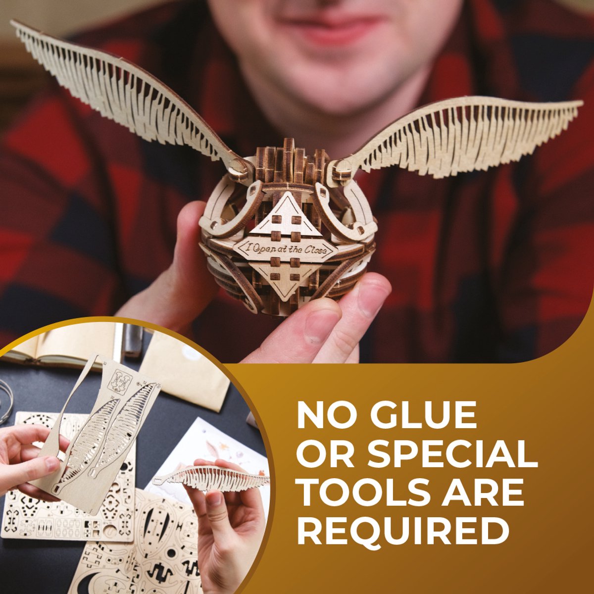 UGEARS 3D Modelbouw - Golden Snitch™ - Harry Potter™ - Mechanisch Bouwpakket Hout - Educatief Speelgoed — afbeelding 5