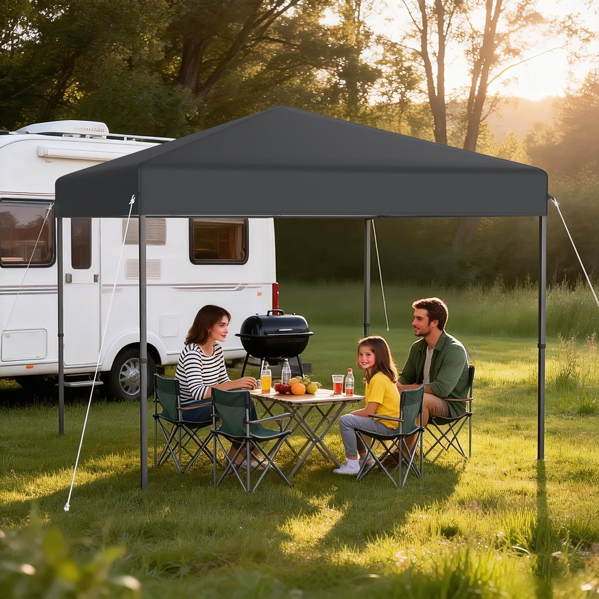 ACXIN Pop-up Partytent 3×3 m - Inklapbaar Paviljoen - Stalen Frame snelle installatiefunctie, Antraciet