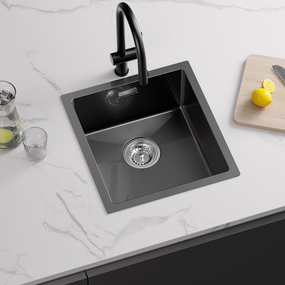 CECIPA max Spoelbak Antraciet 40x44CM - Spoelbak Keuken - Spoelbakken Keuken - Wasbak Keuken