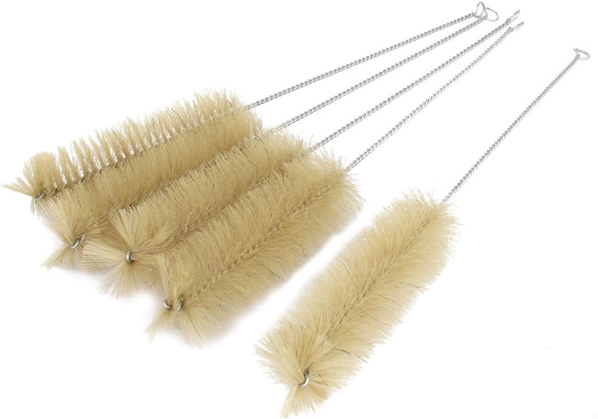 Reinigingsborstels - Flessenborstels - Schoonmaken van buizen - Flexibel en buigbaar - 5 stuks 36 cm - Beige Zilver
