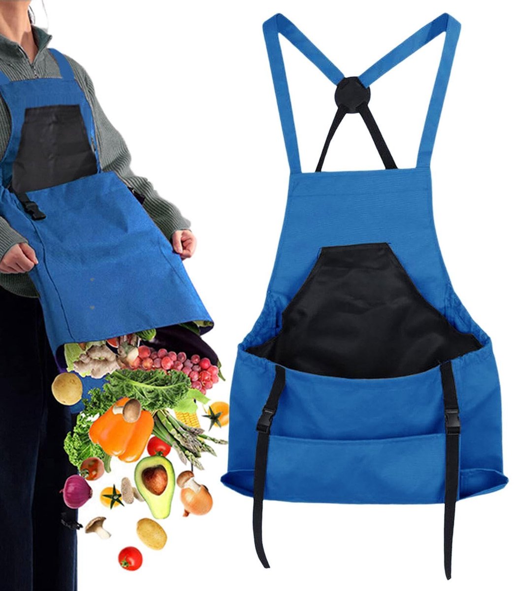 Tuinschort - Keukenschorten - Oogstzak - Fruitplukker - voor het plukken van fruit en groenten - blauw - 1 stuk
