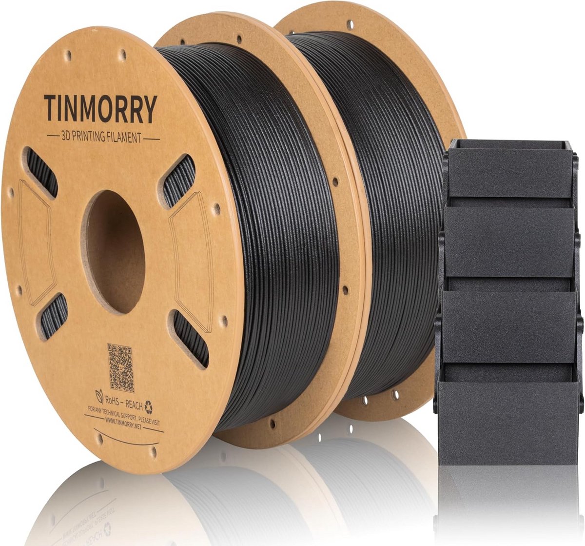 3D Printer Filament - PETG Glasvezel - Modelbouw - Versterkt Materiaal - 2x 1kg Rollen - Zwart