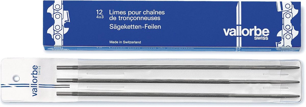 Set van 3 Kettingzaagvijlen 200 mm - Diameter 4.8 mm voor Alle Standaard Zaagkettingen