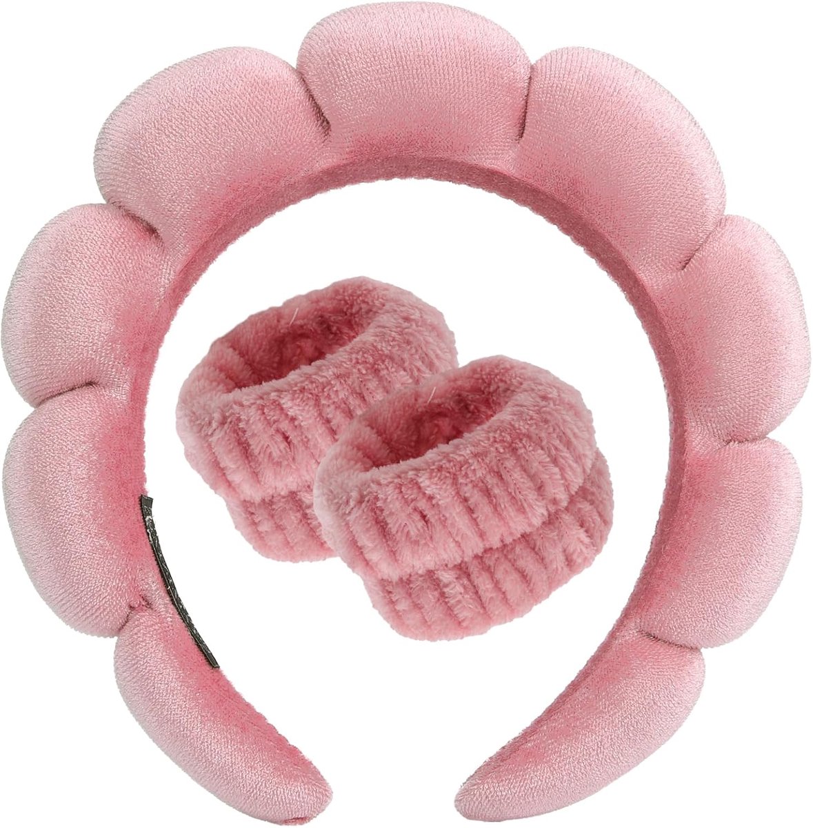 Spa Hoofdband Polsband - Gezichtsreiniger Set - Make-up Huidverzorging - Zachte Spons Badstof - Eén Maat - Meerdere Kleuren