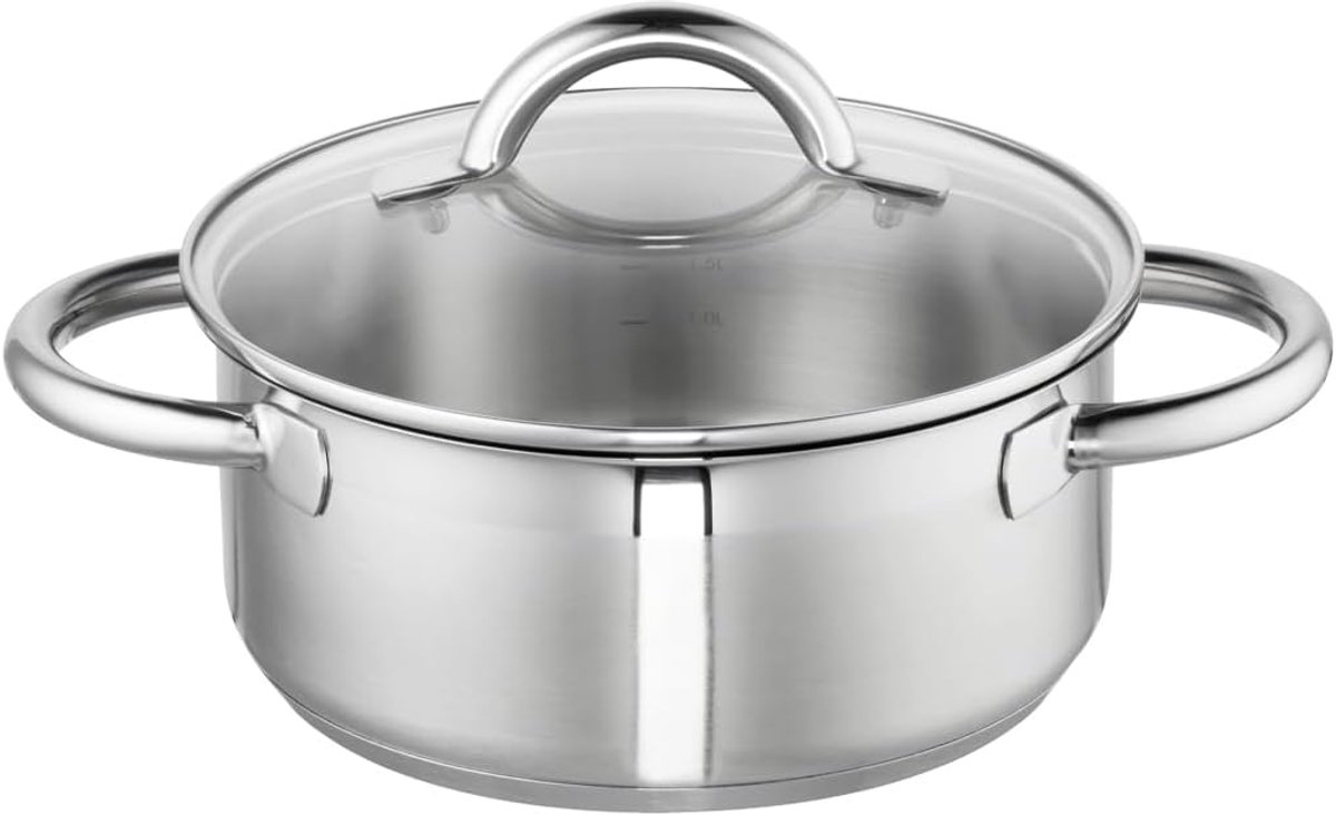 Kookpan met Glazen Deksel, 20 cm, Roestvrij Staal