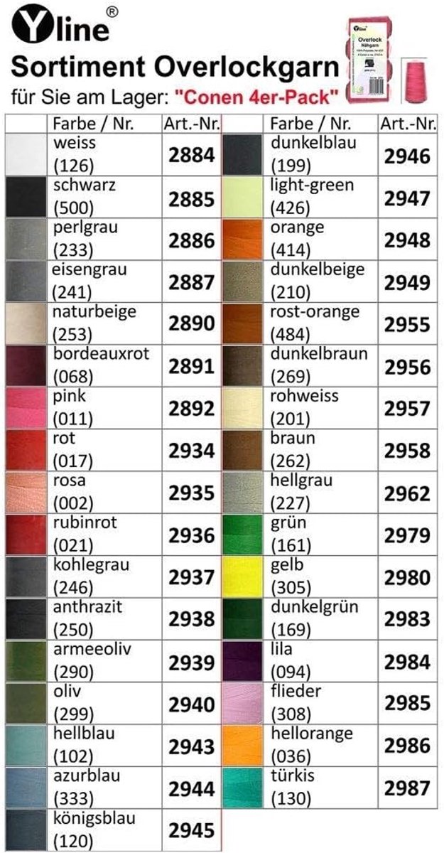 4 Spoelen Overlock Naaigaren Polyester - Legergroen - 2743 Meter per Spoel van Merkloos — afbeelding 4