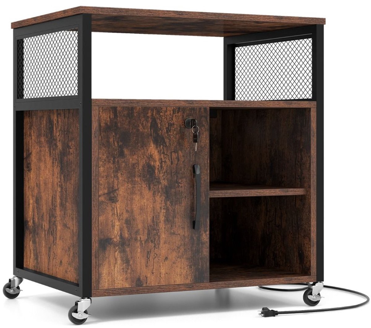 Platenspelermeubel - LP-kast - Platenspelerkast - Draaitafelstandaard - Platenspelerstandaard - Vintage Displayplank - Bruin