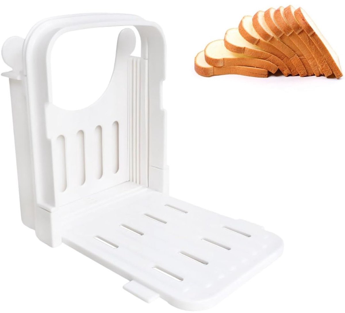 White-Label® Broodsnijder Hulpmiddel – Broodsnijmachine Handmatig Met Verstelbare Dikte – Broodplank – Wit