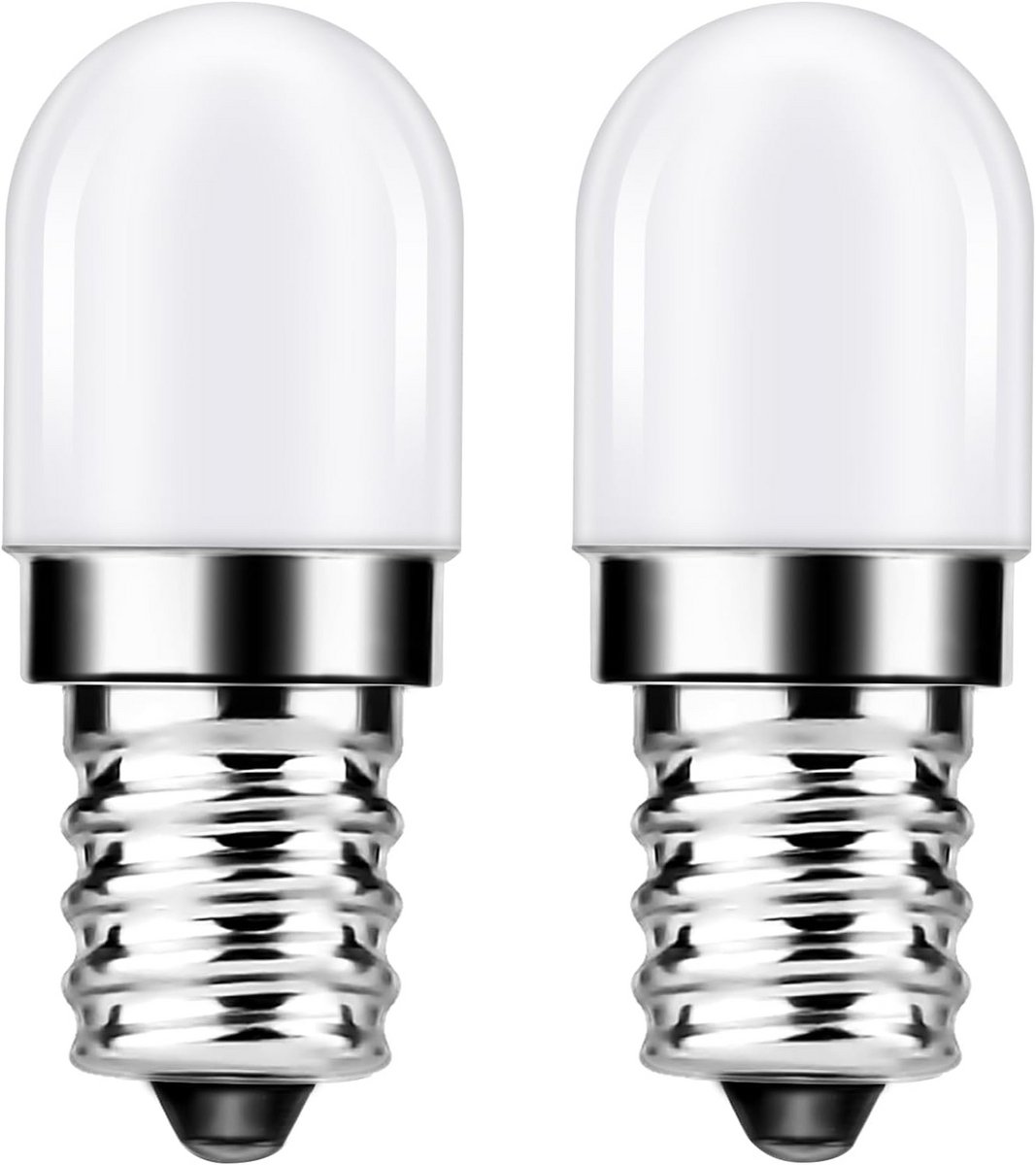 LED Koelkastlamp E14 Fitting 1.5W (15W Gloeilamp Vervanging) Koel Wit 6000K - Set van 2