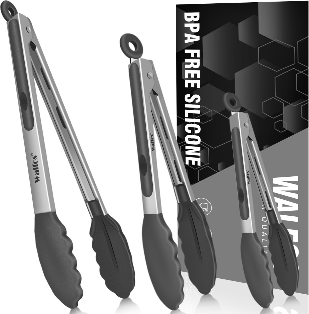 Hittebestendige Siliconen Keukentang Set - 3 Maten (7", 9", 12")