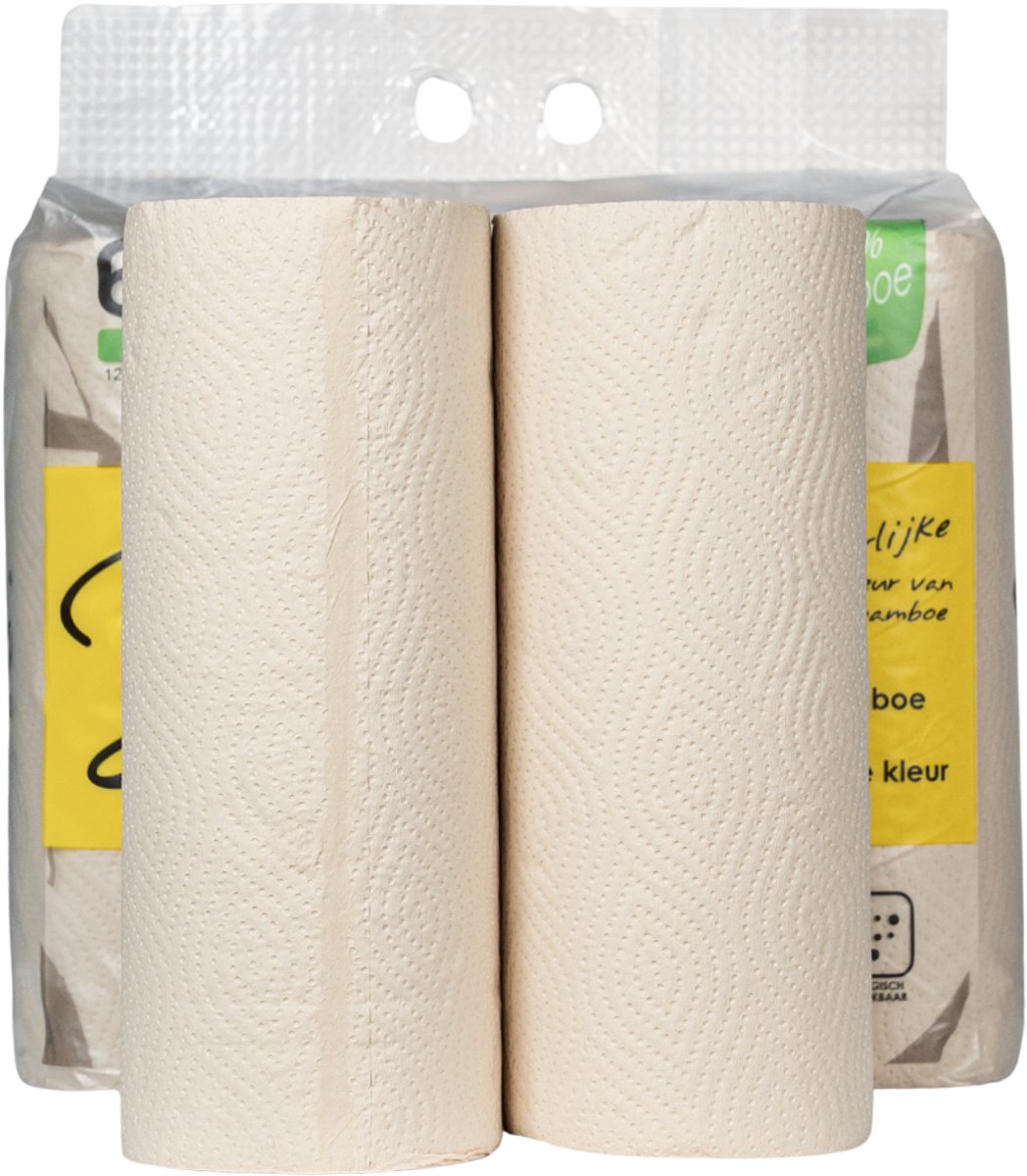 XL Bamboe Keukenrollen 2-Laags, 120 Vellen (2 Rollen = 4 Rollen) ( 2 x 120 = 240 vellen