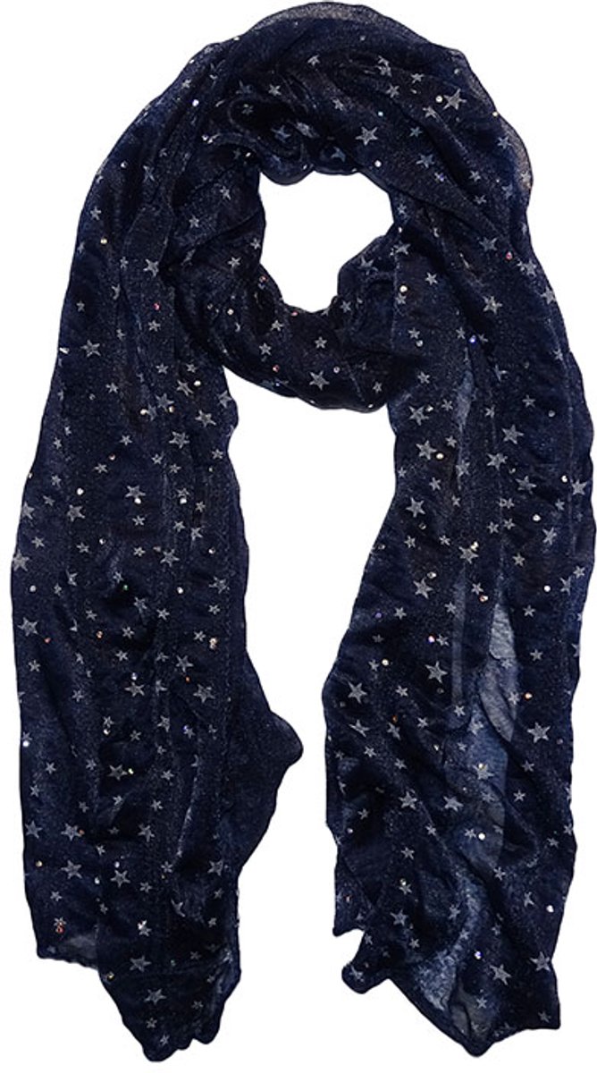 Boodz Sjaal Langwerpig met Sterren en Glitters Blauw