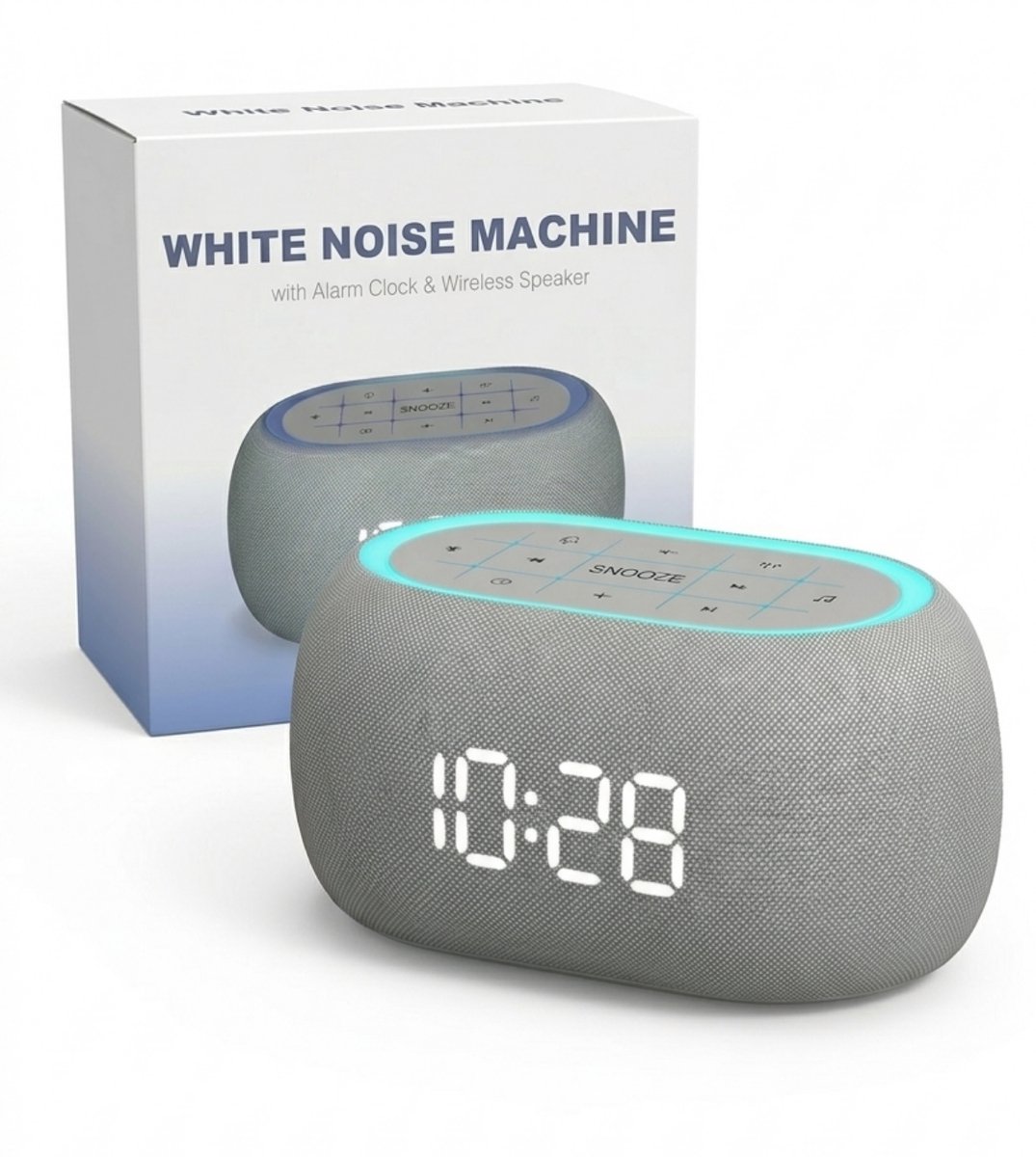 Elcostar Digitale Wekker 2.0 - Nachtlamp licht & Bluetooth Speaker - White Noise Machine met Geluiden - 21 rustgevende klanken - Voor Slaapkamer, Baby, Kinderen & Volwassenen