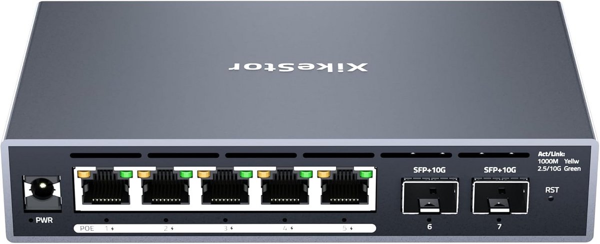 Managed PoE Switch - Netwerk Hub - Snel Internet - 10GbE Uplink - 2.5G Poorten - Aluminium