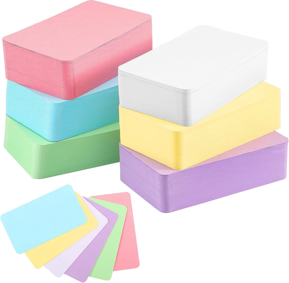 Flashkaarten - 600 stuks, gekleurde kraftpapierkaarten, 90 x 50 mm, blanco