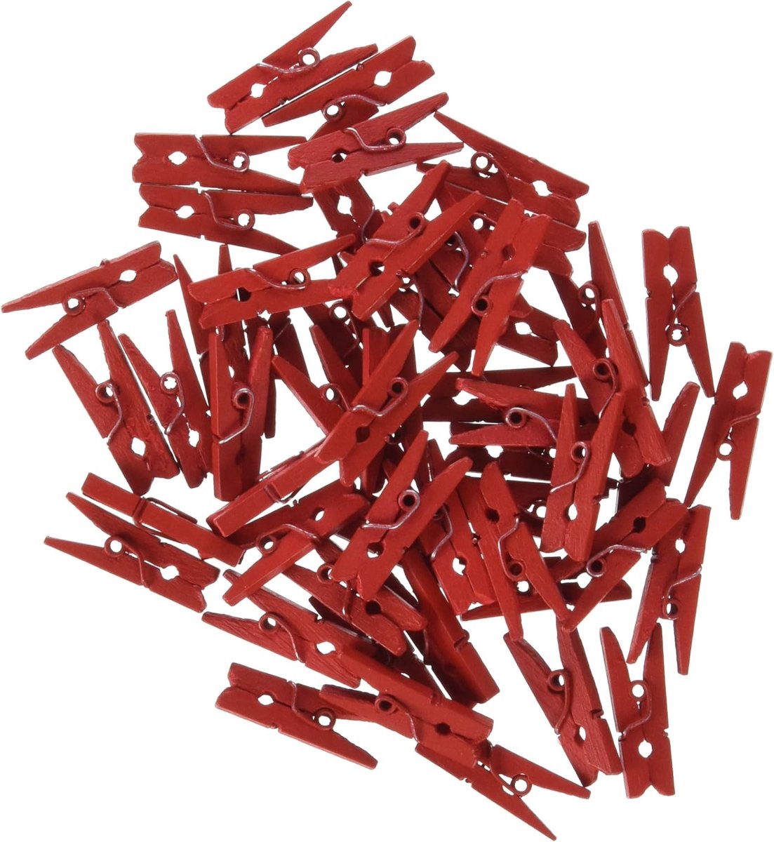 Houten mini-wasknijpers rood, set van 100, 1,5 x 5 x 6 cm