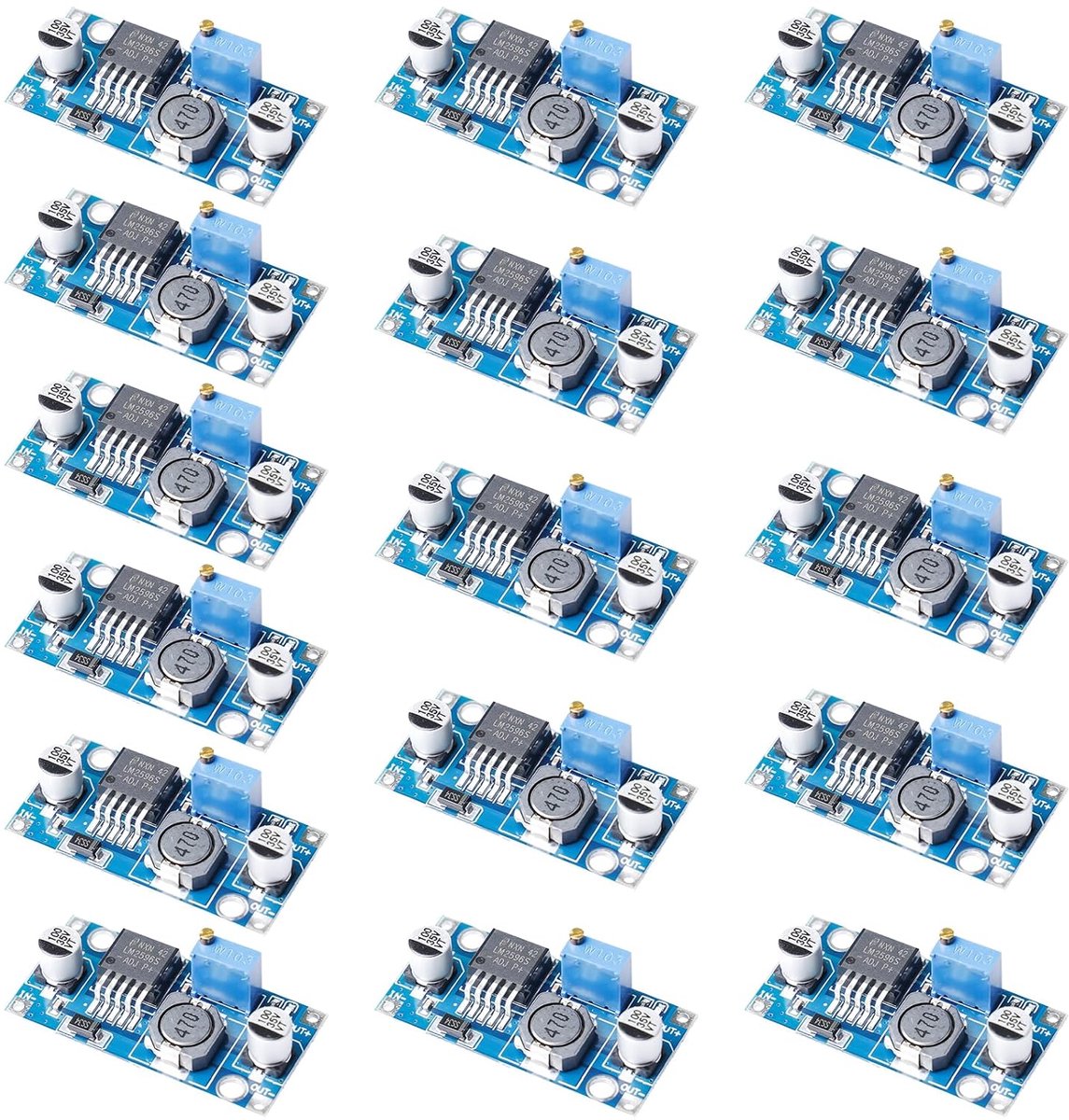 16 stuks Step Down Converter 3A – Instelbare Buck Converter 3,2-40 V naar 1,25-35 V – DC-DC Spanningsregelaar Module